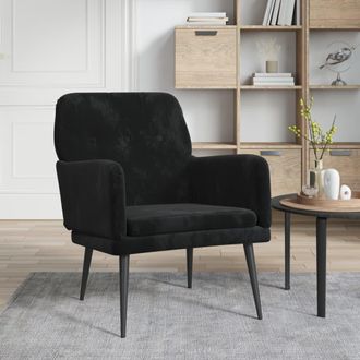 vidaXL Sill&oacute;n De Terciopelo Negro 62x79x79 Cm Vidaxl