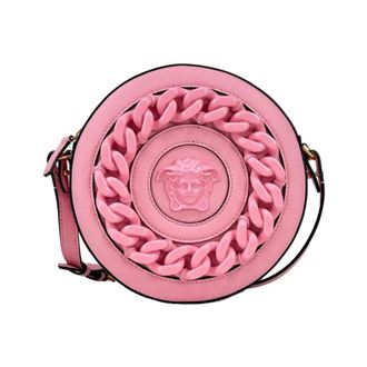 Versace La Medusa ronde crossbodytas - Dames - Tassen - Roze - Maat: ONE Size Leer