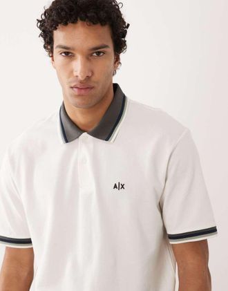 A|X Armani Exchange Polo crema con logo-Bianco