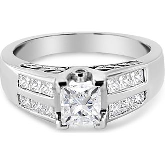 House of Brilliance 14K White Gold 1 1/4 Cttw Princess Cut Diamond Engagement Ring at Nordstrom