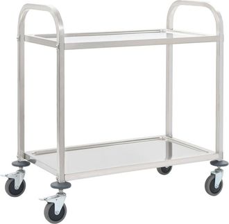 vidaXL Carrito de cocina de 2 alturas acero inoxidable 96,5x55x90 cm Vidaxl
