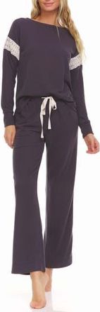 Flora Nikrooz FLORA BY FLORA NIKROOZ Alexandra Long Sleeve Top & Pants 2-Piece Pajama Set in Dk Heather at Nordstrom Rack, Size X-Small