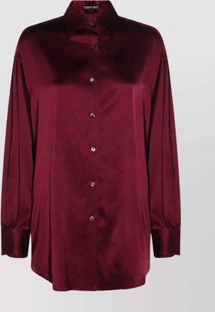 Tom Ford collared neck long sleeves pleated back top