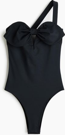 H&M One-Shoulder-Badeanzug mit Schleife - Schwarz