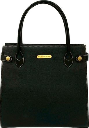 Burberry Black Leather Handbag Tote Bag (Pre-Owned)
