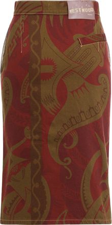 Vivienne Westwood Womens Printed Cotton Midi Skirt Red