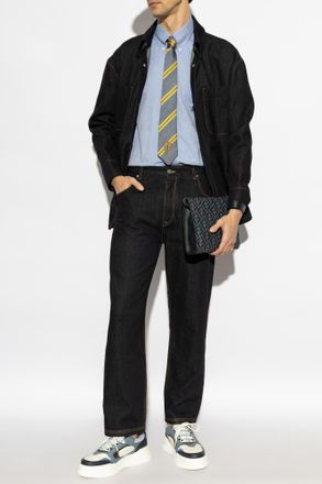 Fendi Jeans With Logo, Mens, Navy Blue