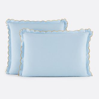 La Redoute Interieurs Effen kussensloop met franjes in gewassen katoen, Scenario