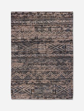 Louis De Poortere Dise&ntilde;o Kilim - Alfombra Cl&aacute;sica Anticuaria - Hecha En B&eacute;lgica - Acabado A Mano - Antideslizante Natural - Algod&oacute;n - Lana - Negro Rabat - 140 X 200 Cm