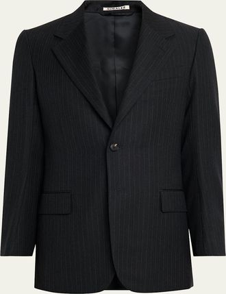 Auralee Mens Wool Hairline Stripe Two-Button Sport Coat