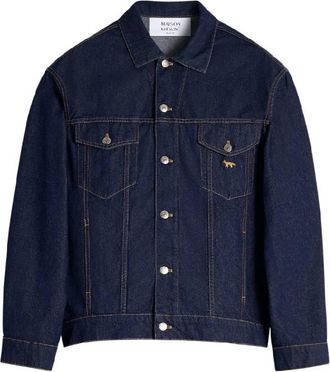 Maison Kitsun&eacute; Japanese Denim Trucker Jacket, Size Medium
