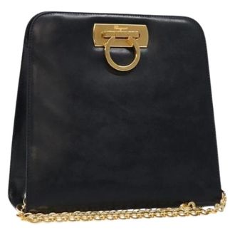 Ferragamo Pre-owned Shoulder Bags, female, Blue, Size: ONE SIZE Pre-owned Leather Shoulder Bag