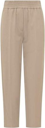 Brunello Cucinelli WomenS Bleeker Beige Wool Blend Tapered Trousers, Size 8