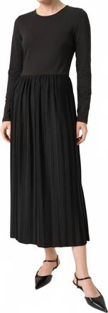 Soaked In Luxury Simone Plisse Long Sleeve Maxi Dress In Black