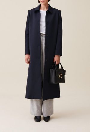 Claudie Pierlot Manteau long coupe droite bleu