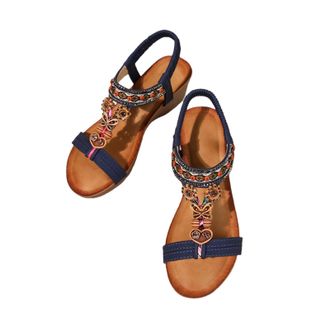 Generic Wide Fit Sandals for Women Orthopedic Sandals Women Comfortable Slip on Wedge Shoes Casual Open Toe Orthopedic Slide Lightweight Summer Ankle Strap Sa