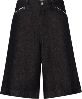 Dolce & Gabbana Zwarte Denim Bermuda Shorts met Logo Plaque - Heren - Korte Broeken - Zwart - M - Denim - Korte Broeken