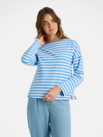 Lieblingsst&uuml;ck Langarmshirt LIEBLINGSST&Uuml;CK StineL, Damen, Gr. XXL, skyblau, Single Jersey, Obermaterial: 96% Baumwolle, 4% Elasthan, gemustert, gestreift, mehrfarbig