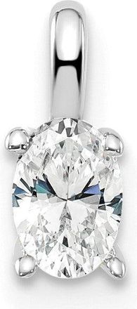 Diamond2Deal 14k White Gold 1/3 Ct Oval Cut Lab Grown Diamond Solitaire Pendant