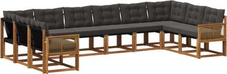 vidaXL Conjunto De Sof&aacute;s De Exterior 10 Uds. Natural Y Negro Vidaxl