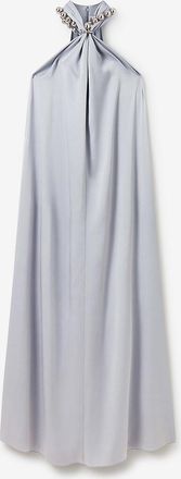Stella McCartney Langes Neckholder-Kleid aus Satin mit Perlen