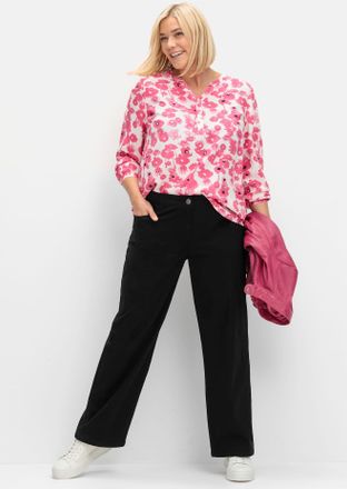 Sheego 5-Pocket-Hose SHEEGO, Damen, Gr. 42, Normalgr&ouml;ssen, schwarz, 98% Baumwolle, 2% Elasthan, unifarben, Hosen 5-Pocket-Hose