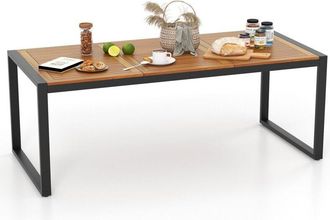 Costway 200 x 90cm Outdoor Dining Table 8-Person Patio Table w/5cm Umbrella Hole