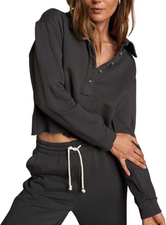 perfectwhitetee Vinny Fleece Quarter Sleeve Sweatshirt In Vintage Black