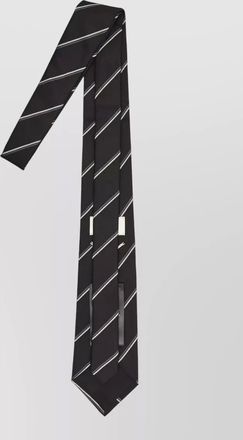 Saint Laurent wide silk tie diagonal stripe design
