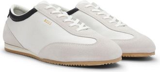 BOSS Leather sneakers with suede trims