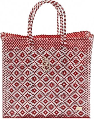 Lola's Bag Womens Medium Handmade Aztec Regular Strap Tote Bag In Red