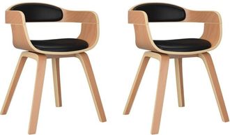 vidaXL Sillas De Comedor 2 Uds Madera Curvada Y Cuero Sint&eacute;tico Negro Vidaxl