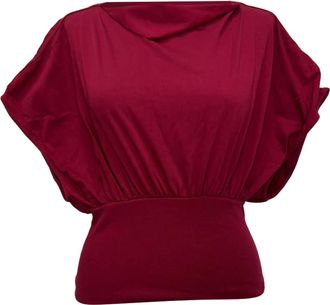 Rick Owens blouse met boothals en korte mouwen in roze katoen