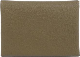 Hermès Etoupe Gray Chevre Leather Coin Purse/Coin Case (Pre-Owned)