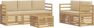 vidaXL Conjunto De Sof&aacute;s De Exterior 6 Uds. Y Beige Poli&eacute;ster Vidaxl