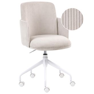 Beliani Silla De Oficina Tapizado De Pana Giratoria Ajuste De Altura Del Asiento Beige Claro Dryden