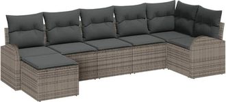 vidaXL Sofa Set with Cushion with Storage 7 pcs Grey Poly Rattan vidaXL