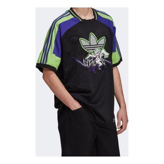adidas originals x SANKUANZ Crossover Mesh Breathable Printing Short Sleeve Black FT8051