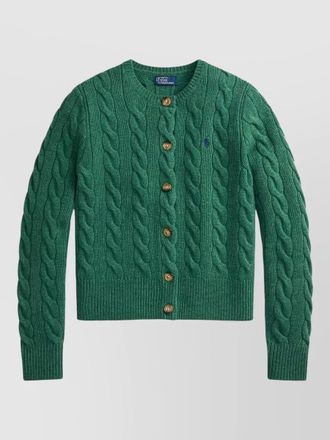 Polo Ralph Lauren cable knit cardigan sweater ribbed trims