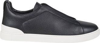Ermenegildo Zegna Triple Stitch Low-Top Rubber Sole Bovine Leather Sneakers