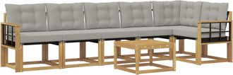 vidaXL Conjunto De Sof&aacute;s De Exterior 7 Uds. Blanco Y Gris Claro Vidaxl