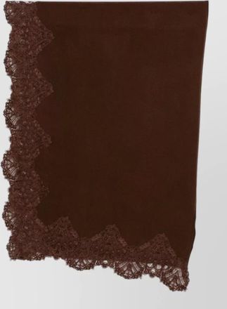 Ermanno Scervino cashmere fine-knit floral lace-trim scarf