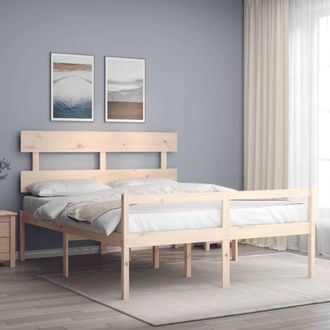 Berkfield Home Bed Frame with Headboard 160x200 cm Solid Wood in Brown