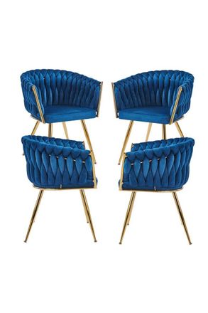 Regalos Miguel Packs Sillas Comedor - Pack 4 Sillas Widny Golden Terciopelo - Azul