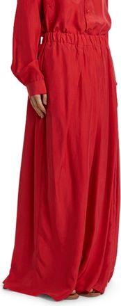 PDR Phisique Du Role Irregular Pleats Maxi Skirt in Habotai Silk