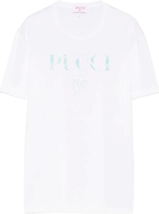 Pucci logo cotton T-Shirt - Bianco