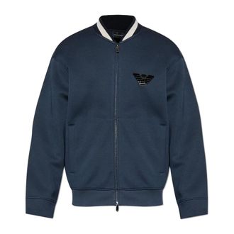 Emporio Armani Sweatshirts & Hoodies - Heren - Vesten met rits - Blauw - S - Leer - Hoodies & sweatvesten