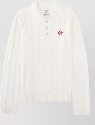 Casablanca boucl&eacute; long-sleeve polo shirt