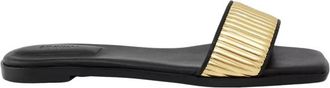 SIMKHAI Carter Flat Sandal - Dames - Sandalen - Zwart - 37 EU - Leer - Schoenen