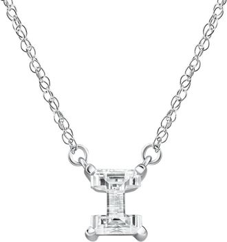 Pompeii3 Diamond I Initial Pendant 18 Necklace 14K White Gold Lab Grown
